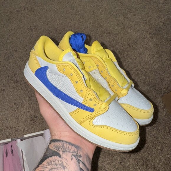 Size 1Y PS Travis Scott x Air Jordan 1 Retro OG SP Low “Canary” ✅Brand New✅ - Picture 3 of 7